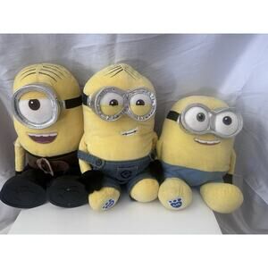 Build a Bear Despicable Me Soft Plush Minion Bob, Dave and Stewart W/outfits